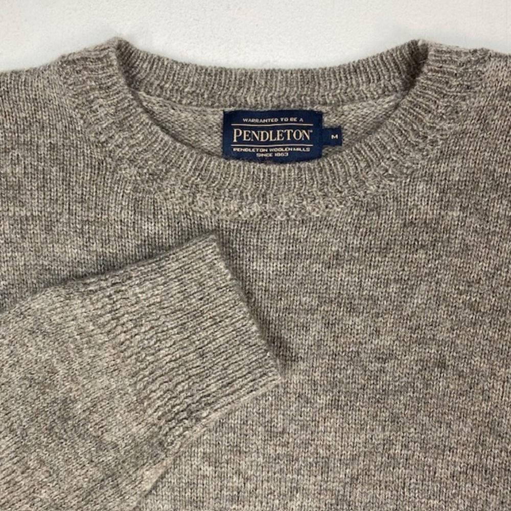 Pendleton Mens Wool Crewneck Sweater Heather Grey Medium Ribbed Knit Classic